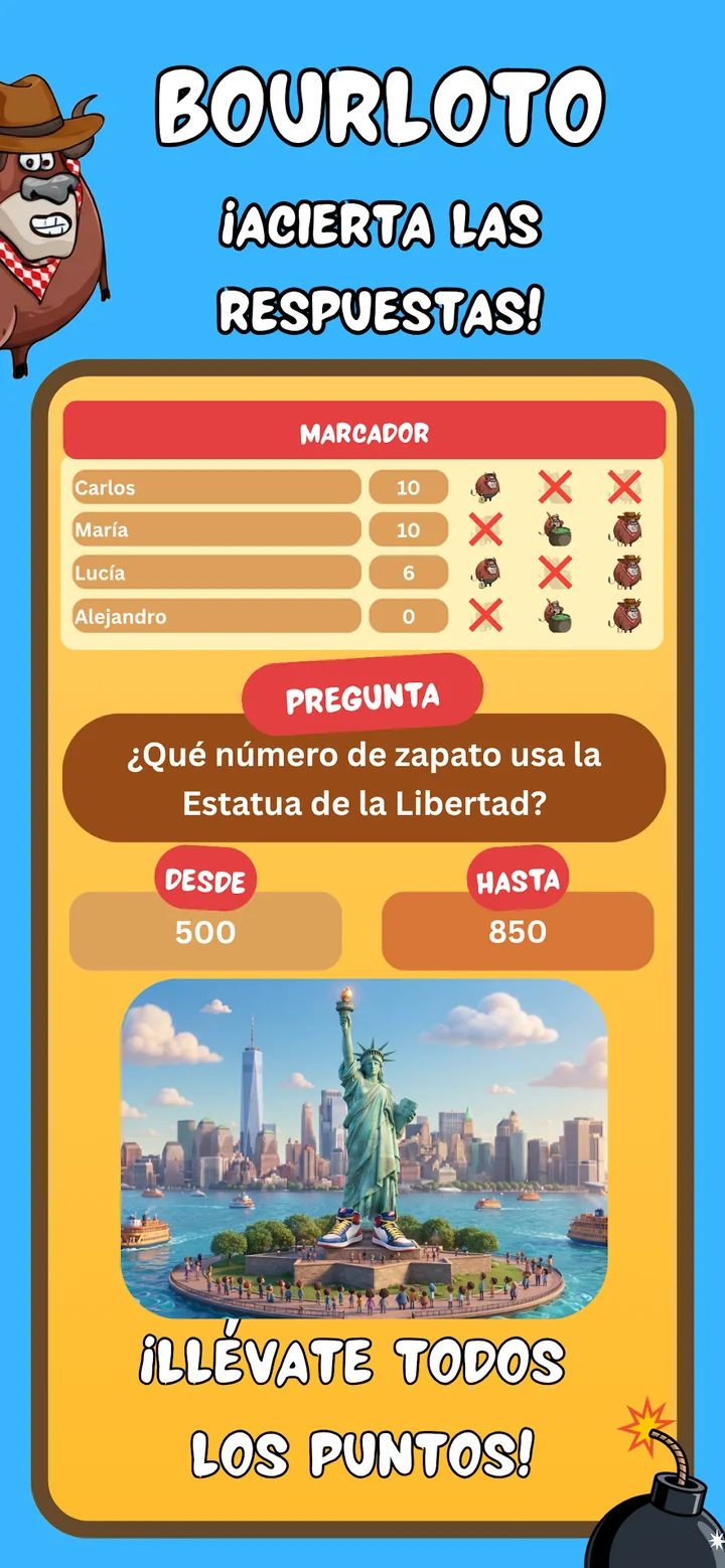 Pregunta y marcador de Bourloto