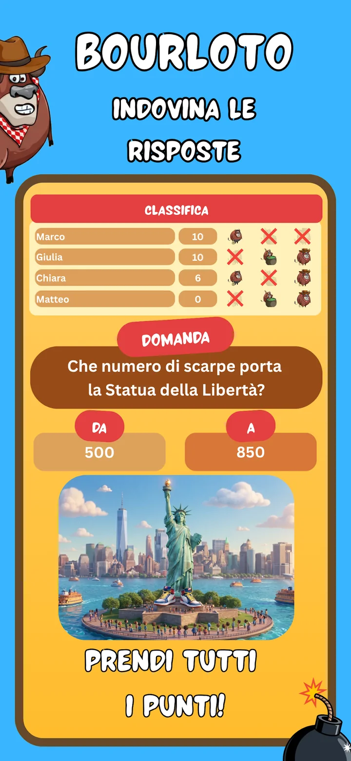 Punteggio e domanda di trivia numerica di Bourloto